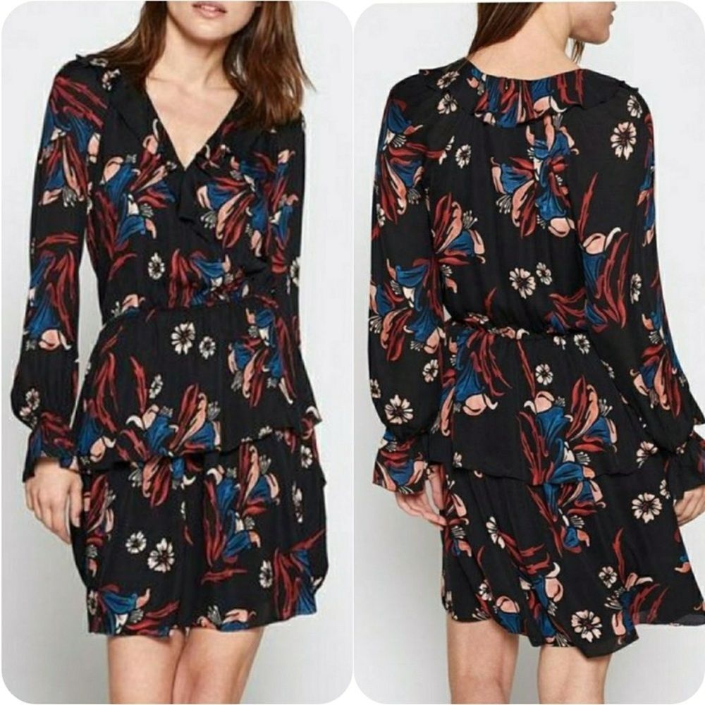 Silk Joie Nour Ruffled Floral Mini Dress